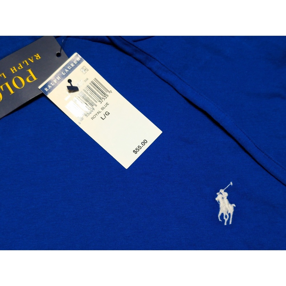 POLO RALPH LAUREN Long Sleeve Hoodie Shirt Cotton Lightweight Blue Large L ~ New - Picture 6 of 9